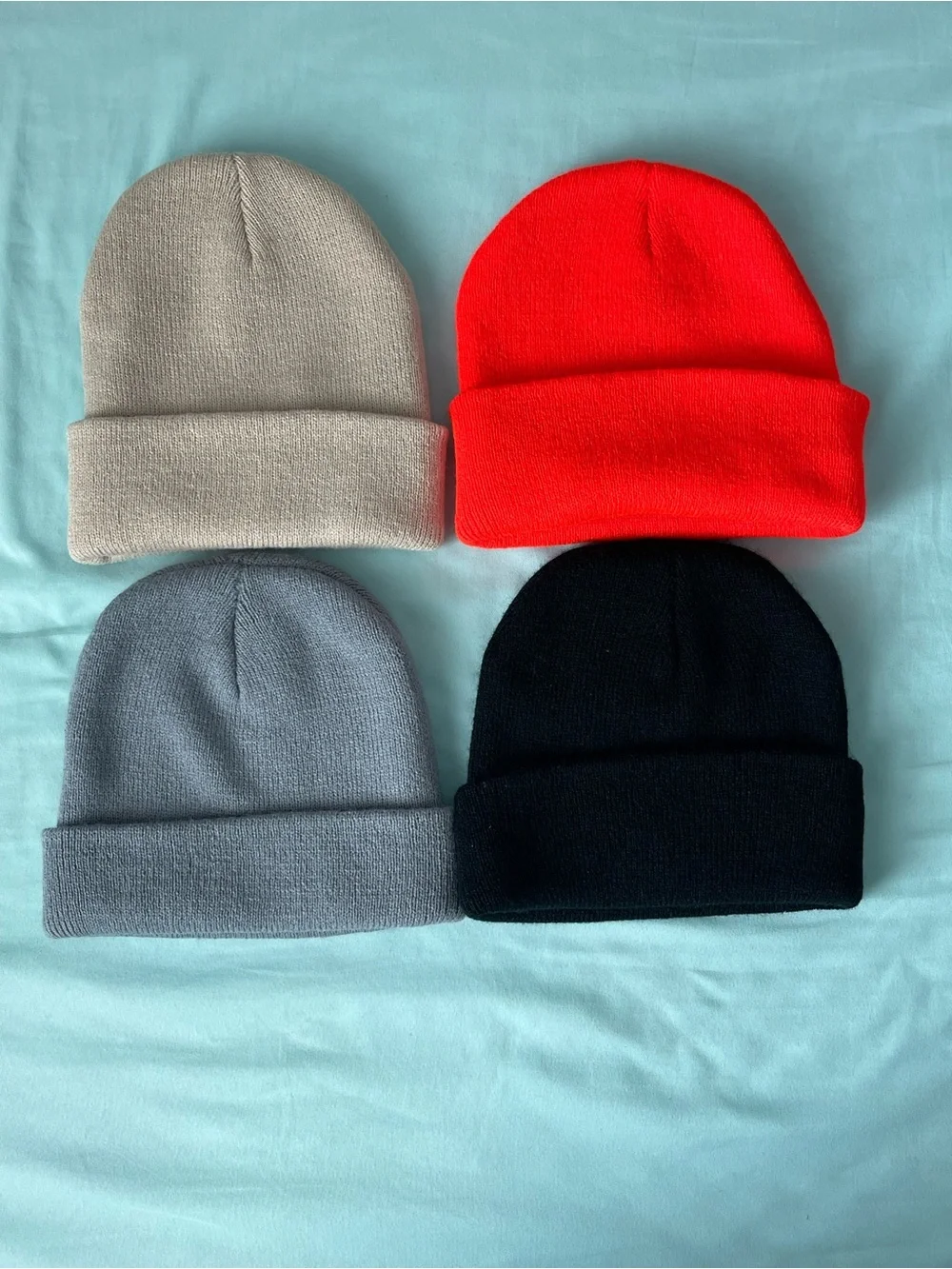 Kids Cozy Cuffed Beanie Hat - Black, Grey, Tan, Red